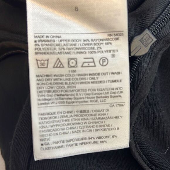 Banana Republic Women's Long Sleeve Dress Grid Skirt Scoopneck Mini Black Size 8 - Picture 7 of 7